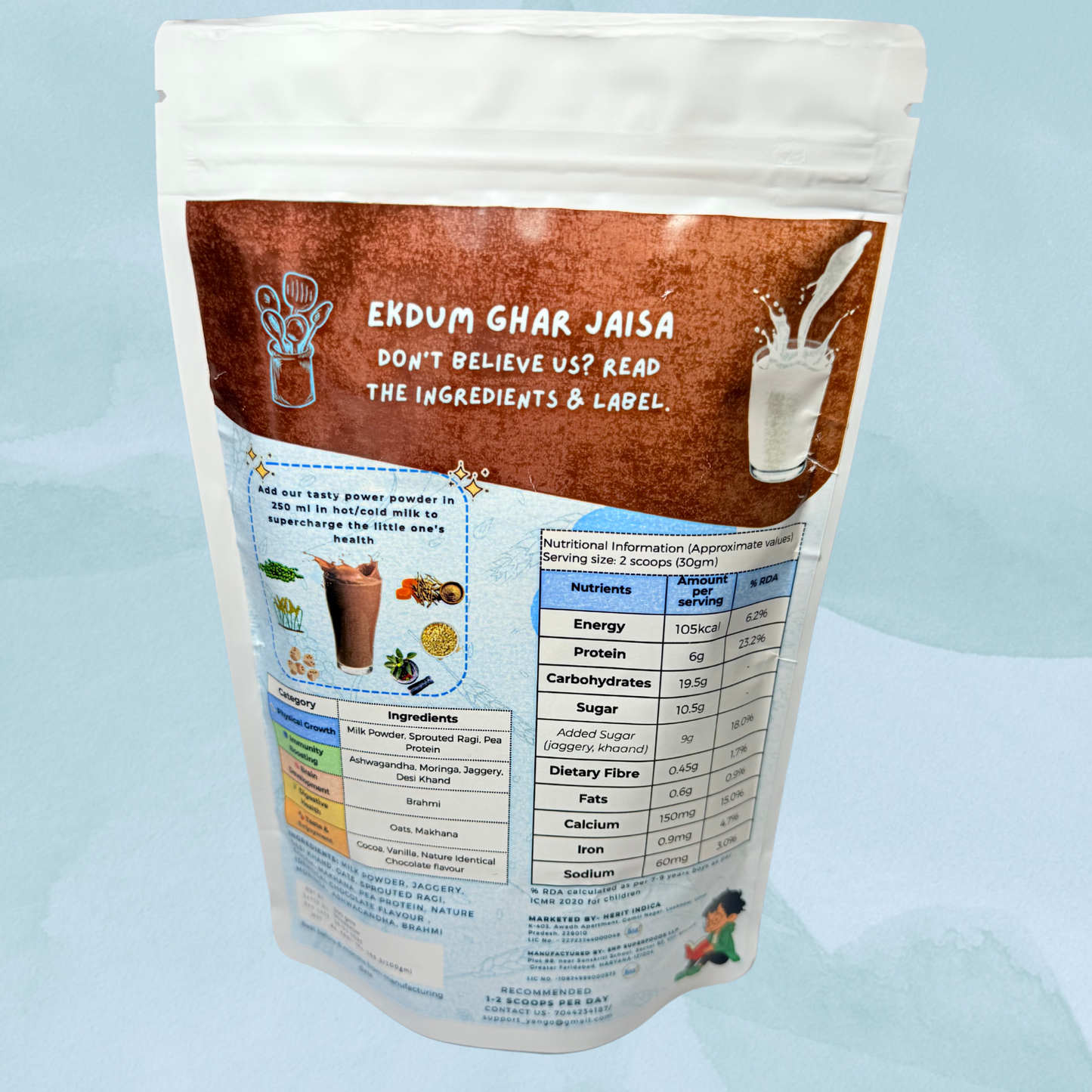 Yango Healthy Power Mix | 7-12 Years | Goodness of Ragi, Oats, Ashwagandha, Brahmi & Moringa